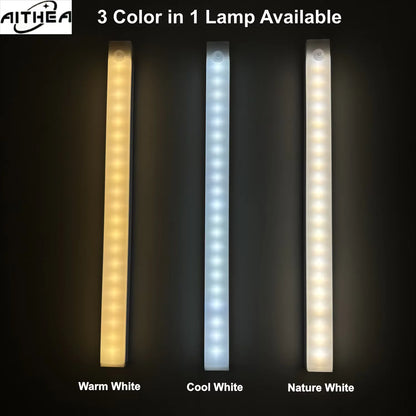 USB Rechargeable Motion Sensor LED Bar Light Induction Night Light Portable Long Strip Cabinet Lamp for Kitchen Bedside