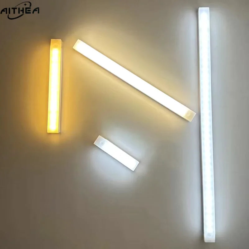 USB Rechargeable Motion Sensor LED Bar Light Induction Night Light Portable Long Strip Cabinet Lamp for Kitchen Bedside