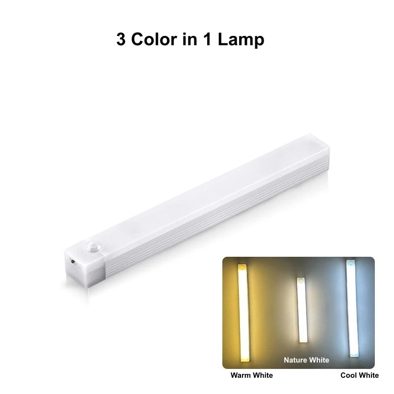 USB Rechargeable Motion Sensor LED Bar Light Induction Night Light Portable Long Strip Cabinet Lamp for Kitchen Bedside