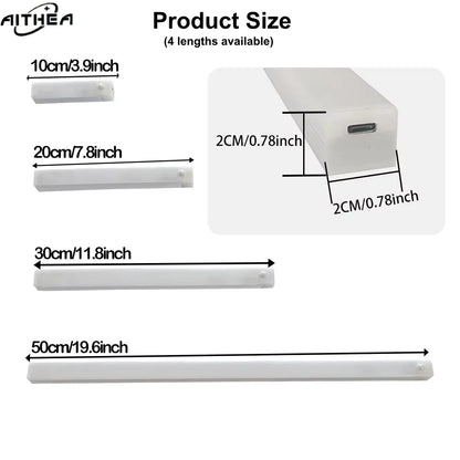 USB Rechargeable Motion Sensor LED Bar Light Induction Night Light Portable Long Strip Cabinet Lamp for Kitchen Bedside